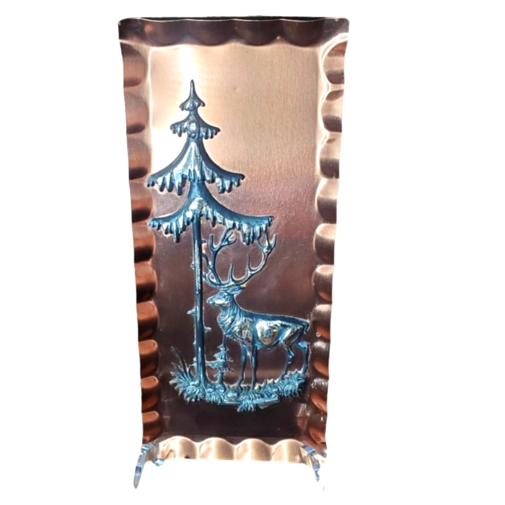 Copper plate with 3D deer  design